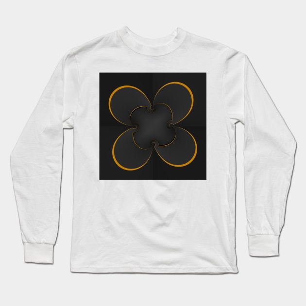 Golden geometrical abstract pattern filling the frame. Long Sleeve T-Shirt by ikshvaku